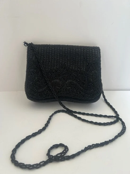 La Regale Black Beaded Crossbody Bag - Picture 1 of 9